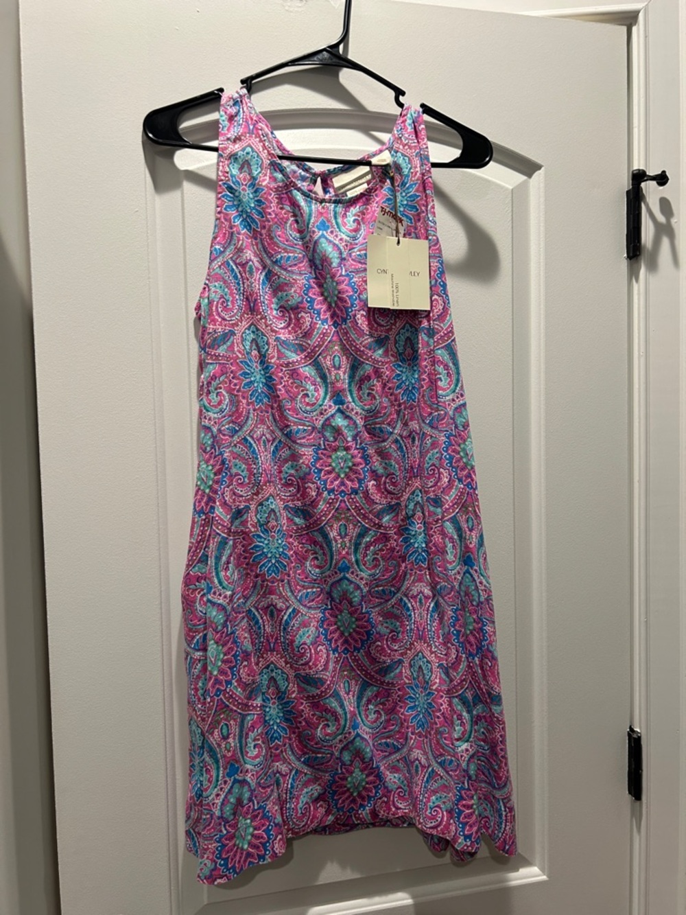 Cynthia Rowley Pink and Blue Paisley Linen dress